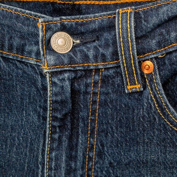 Levi’s 505 Regular Fit Straight Leg Jeans Men’s 31x34 Dark Wash Blue Workwear - Picture 2 of 13